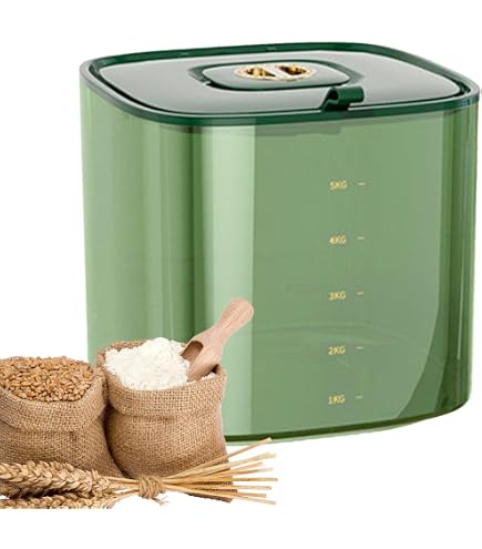Récipient Stockage Riz Hermétique Keyubria - 5kg Ou 10kg - Avec Couvercle Automatique, Fenêtre Transparente - Pour Céréales, Nourriture Animaux