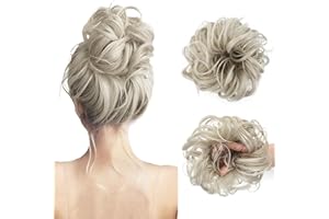Vlasy Messy Bun Hair Piece for Women,Curly Wavy Hair Scrunchies Bun Extensions Hairpieces,Synthetic Hair Chignons Accessories Updo for Girls(111#,35g)