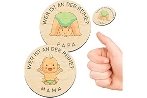 PulangRen Baby Geschenk Junge Mädchen, Geschenke zur Geburt, Schwangerschaft Geschenk Hölzerne Entscheidungsmünze, Geschenkidee für Werdende Mütter, Taufgeschenke Jungen, Taufgeschenke für Mädchen