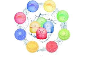 TFSZE 12 Pcs Bombe a eau Réutilisable,Bombes d'eau à Fermeture Automatique et Remplissage Rapide,Remplissage Rapide Ballons D'eau en Cartoon Couleur,Pour l'été Extérieur,Parc Aquatique,Piscine,Fête de Plage