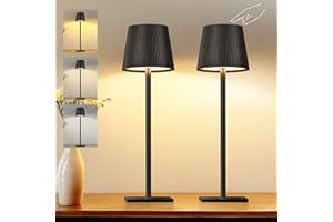 BUCASA 2 Pack Rechargeable Table Lamp Cordless, Portable LED Desk Lamp Touch Lamp with 3 Color Stepless Dimming, 4800 mAh, IP54 Waterproof Bedside Lamp for Dining, Bedroom, Living Room, Party, Bar