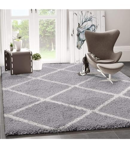 Paco Home Vloerkleed Woonkamer Crème/Wit Zacht Groot Shaggy Flokati Ruitpatroon Hoogpolig, Maat:80x150 cm