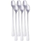 Amazon Basics - Cucchiaini a stelo lungo, in acciaio inox con bordo quadrato, Confezione da 6