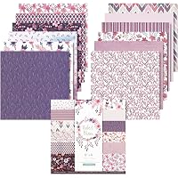 Purple Floral Scrapbook Paper Pad - 6x6 Inch, 24 Sheets Single-Sided, Retro Flower Patterns For Card Making