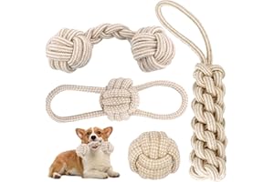 HBSFBH Juguetes Masticables de Cuerda - 4 Piezas de Algodón Con Nudos para Perros Pequeños - Mordedor Trenzado