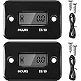 KASTWAVE Hour Meters for Small Engines, 2 Pcs Automatically Shutdown Tachometers, Inductive Hour Meter for Gas Engine Lawn Mower Dirt Bike Motorcycle Motocross Snowmobile Karting Marine ATV Boat