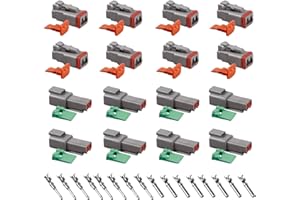 FSTTRE DT Stecker KFZ 2 Polig, 8 Sätze Deutscher Stecker Steckverbinder Wasserdicht Elektrischer Kabelverbinder 22-18AWG DT Buchse Schnellverbinder für Auto, LKW, Motorrad, Boot und Wohnwagen