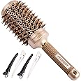 FIXBODY Round Barrel Nano Thermal Ceramic Coating & Ionic Tech Hair Brush with Boar Bristles, for Hair Blow Drying, Styling, Curling, Straightening, Add Volume & Shine(3.3" Barrel 2.2", Gold)