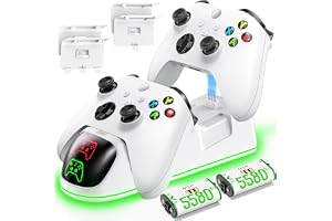 OIVO Controller Charger Compatible With Xbox Series X|S/Xbox One,Controller Charging Station With 2X1300Mah Rechargeable Battery Kit,Oivo Dual Charging Dock For Xbox One/One Elite/Series X|SUSB,White