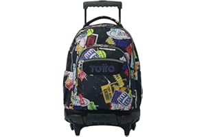 TOTTO - Mochilas Escolares con Ruedas, Capacidad 26 L, Diferentes Modelos, con Bolsillo para PC, Manija Telescópica, Bolsillos Laterales Botella, Correas Ergonómicas, Estampados Únicos