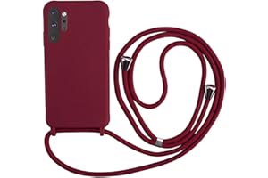 2ndSpring Coque avec Collier Compatible avec Samsung Galaxy Note 10 Plus,Tour de Cou Lanière en Corde Pendentif Housse,Silicone Souple Rouge