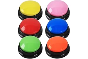 DUBUOZA 6 pièces Buzzer Enregistrable,Bouton Enregistreur avec Enregistrement de 30 Secondes Buzzer Sonore,Bouton Chien et Chats Communication pour L'entraînement et Les Jeux d'animaux de Compagnie