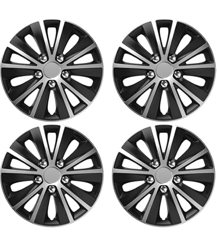 NRM Strong Duocolour Universal Wheel Trims Set of 4 Wheel Trims Black White 14 Inch