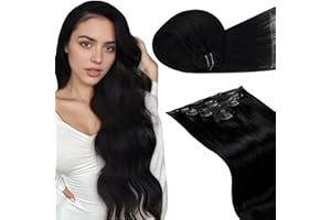 LaaVoo Clip in Extensions Echthaar Schwarz 45cm Extension...