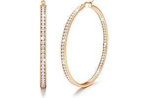 Adramata Orecchini Donna Orecchini Cerchio Zirconia Cubica Orecchini Pendenti Orecchini A Cerchio Grandi 40mm/50mm/60mm Orecchini Argento/Oro/Oro Rosa Idee Regalo Natale Donna