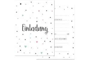 ‎FRIENDLY FOX Friendly Fox Einladung Dreiecke, 12 Einladungskarten zum Geburtstag Kinder Teenager, DIN A6 Einladung mit Umschlag