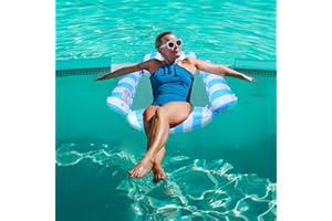 LOPOTIN 1pcs Hamac Gonflable pour Piscine Matelas d'eau Flottant pour Enfant Adulte Lit Flotteur à Eau pour Fête Eté Plage Lit Flottant Portable de Piscine(Bleu Blanc)