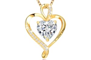 LAVUMO Necklaces for Women Sterling Silver Heart Pendant Chain Necklace Rose Gold Jewellery Cubic Zirconia Gifts for Girlfriend Wife Mum Her Birthday Anniversary Christmas Mothers Day Valentines Gift