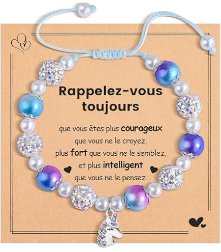 Cadeau Pour Fille De 8 Ans - Bracelet En Pierre Naturelle Réglable + Carte De Vœux, Boîte Incluse, Taille Unique