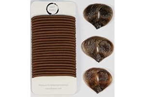 24 Pcs Medium Brown Crazy Bobble® Premium Non-Metal Hair Elastics Hair Bands 4mm Thick Hair Ties For Adults and Kids