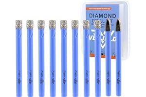 VENJELD Dry Diamond Drill Bits Set - 6mm 8Pcs Tile Hole Saw Kit and 2Pcs 6mm Carbide Drill Bit for Ceramic Porcelain Tile Marble Granite - Round Shank with Storage Case
