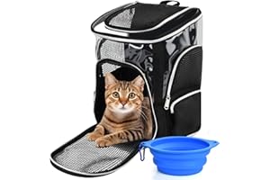 MAPILLE Sac Transport Chat, Sac Dos pour Chien Petit Animal avec Matelas en Peluche Amovible, Filet Respirant, Pliable pour La Randonné