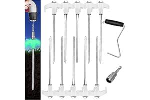 Tokeya Piquets de Tente en Acier, 10 Pièces Stable et Robuste Sardines de Fixation à Visser Sardines Camping avec Lumineux et Adaptateur pour Visseuse sans Fil Sardine Tente pour Camping et Extérieur