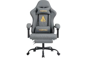 Andyou Sedia Gaming, Sedia da Ufficio Ergonomica, Sedie da Corsa Per PC, Pelle PU, Ampia Sedie Operativa Girevole Regolabile con Poggiapiedi, Carico 150 kg