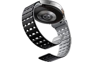 Bandletic Magnetic Sport Bracelet Compatible with Samsung Galaxy Watch 6/5/4/7 40 mm 44 mm FE 40 mm / 6 Classic 43 mm 47 mm / 5 Pro 45 mm / 4 Classic 42 mm 46 mm Black Grey