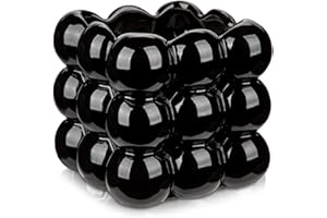 Arborus 13 cm Pflanzentopf Keramik Blumentöpfe Schwarz Blumentopf Blumen Übertopf Klein Riffel Übertopf für Zimmerpflanzen Blumenkübel Pflanzkübel Ästhetik Deko Tisch Deko Bad Deko Zimmer Deko