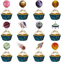 Lotsdonxia Weltraum-Kuchen Topper Set (22-teilig) – Mit Astronauten, Raketen & Planeten Für Geburtstags-Deko & DIY