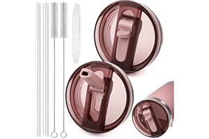 PRZRAO 2 Pièces 2025 Couvercle étanche pour Stanley Cup, 40 oz Amovible Stanley Cup Couvercle Étanche avec Paille, Sécurisé avec Paille Compatible avec Les Bols Stanley, Rose