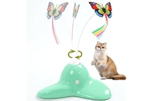 Vealind Jouet interactif pour Chat avec Papillon, électrique, Intelligence, Fonctionne avec 2 Papillons, Vert