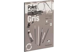Clairefontaine 975809C – Blok rysunkowy PaintON Multi-techniques – 30 arkuszy papieru do technik mieszanych o lekko szorstkiej fakturze – Szary – A4 21x29,7 cm, 250 g