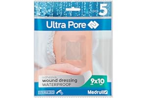 Medrull 100% wodoodporny plaster na rany 9 x 10 cm – wodoodporny plaster – sterylny, przezroczysty, mocny chwyt – chroni przed skaleczeniami i zadrapaniami – idealny do prysznica, uprawiania sportu