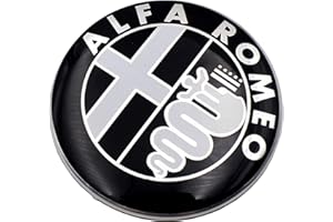 VS 2 Emblem Kompatibel für Alfa Romeo Emblem, Schwarz, 74 mm, für Motorhaube vorne und hinten, Schwarz, 147 156 159