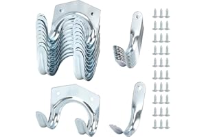 QWORK® Zestaw 20 wytrzymałych haczyków na urządzenia, haki garażowe - 10 podwójnych haczyków, 10 pojedynczych haczyków - do garażu, ogrodu, szopy, warsztatu