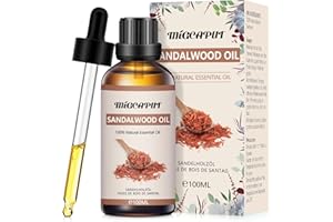 MIGCAPUT Olejek Eteryczny z Drzewa Sandałowego 100ML, Naturalny Olejki Aromaterapeutyczny, Olejek Zapachowy Premium do Dyfuzora, SPA, Masażu, Ręcznie Robione Mydło, Ręcznie Robione Świece
