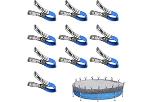 Skeadex 10 Stück Edelstahl Poolabdeckungsklammern, Poolklemmen für Aufstellpool, Windschutz Clips für Oberirdische Pools, Strand Kleidertuch (B)