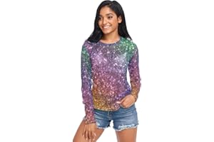 ODAWA Mardi Gras Sydney Long Sleeve Mesh Shirt See Through Mesh Top Tee Blouse for Women Girls