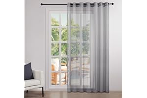 Topfinel Cortinas Salon 3 Metro para La Ventanas Grandes 1 Pieza Transluacidas Visillos 300x240 De Color Gris con OjalesPara La Habitacion De Matrimonios Cortina Decoracion Comedor Y La Sala De Estar