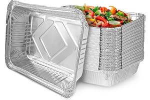 WOPPLXY 100 Pièces Barquette Aluminium 840 ml, 21 x 14 x 4,5 cm Barquette Aluminium Barbecue pour Servir des Aliments, Griller, Cuire au Four