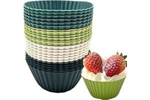 TAXIFANW Stampi per Pirottini Silicone，24 Pcs Stampi per dolci in silicone Riutilizzabili stampi da muffin Pirottini da forno，per Torte, Muffin, Torte, Budini