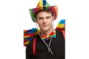 Smiffys Rainbow Stetson Hat, Multi-Coloured, Rainbow/Gay Pride Items Fancy Dress, Adult Dress Up Hats