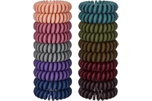 JessLab Lazos de Cabello en Espiral, 20 Pcs Traceless Cable Telefónico Sin arrugas Bobina de Plástico Titulares de Cola de Caballo sin Daños Accesorio para el Cabello para Niñas Mujeres Damas Regalo