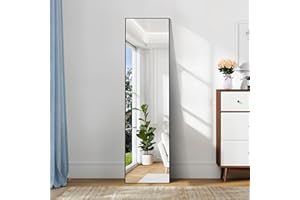 COFENY Full Length Mirror, 150 x 40 cm Black Standing Full Body Floor Mirror Standing Leaning or Hanging, with Aluminum Frame, for Bedroom Living Room Entryway