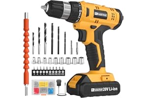 FADAKWALT 20V Cordless Drill Set ，Powerful Drill bit Sets,Torque 30N,21+1 Torque Setting,3/8” inch Keyless Chuck, 40pcs,Electric Drill with 2.0AH Li-Ion Battery and LED Light.