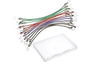 Lnngub 12 Stück Spanngummi mit Haken, 25 cm x 4 mm Gepäckspanner mit Haken Universelle Extender und Gepäckspanner Extra Stark Gummseil mit Haken für Camping, Transport, Ladungssicherung (4 Farben)