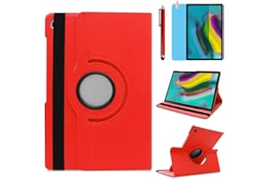 R.SHENGTE Case for Samsung Galaxy Tab S5e 2019 10.5 inch (SM-T720 SM-T725 SM-T727) - 360 Degree Rotating Stand Case Full Protective Smart Cover,Bonus Stylus Pen,Screen Film (Red)