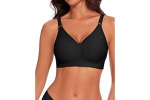 WOWENY Biustonosz damski bez fiszbin, push up, wygodny, bezszwowy, regulowany biustonosz bez fiszbinów, miękki biustonosz